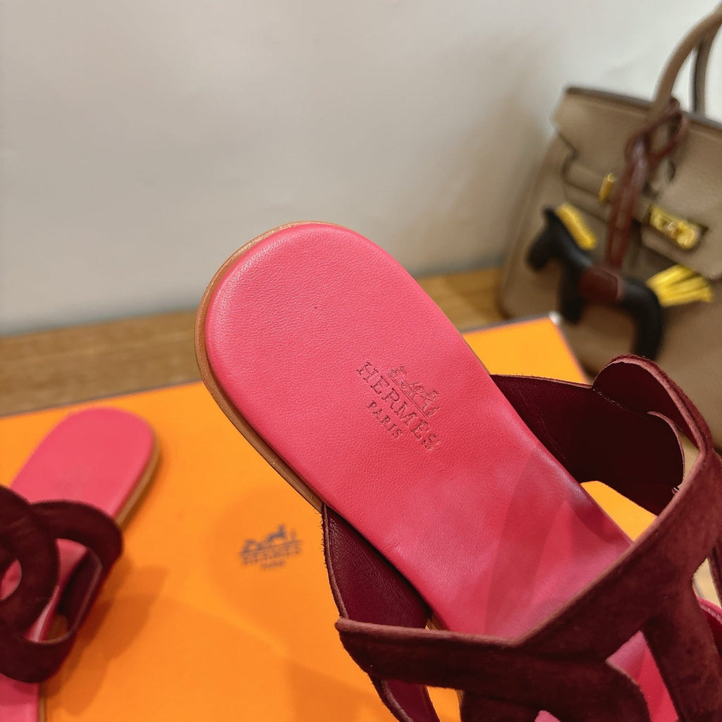 HM  Sandal Burgundy Pink in Suede 743981