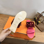 HM  Sandal Burgundy Pink in Suede 743981