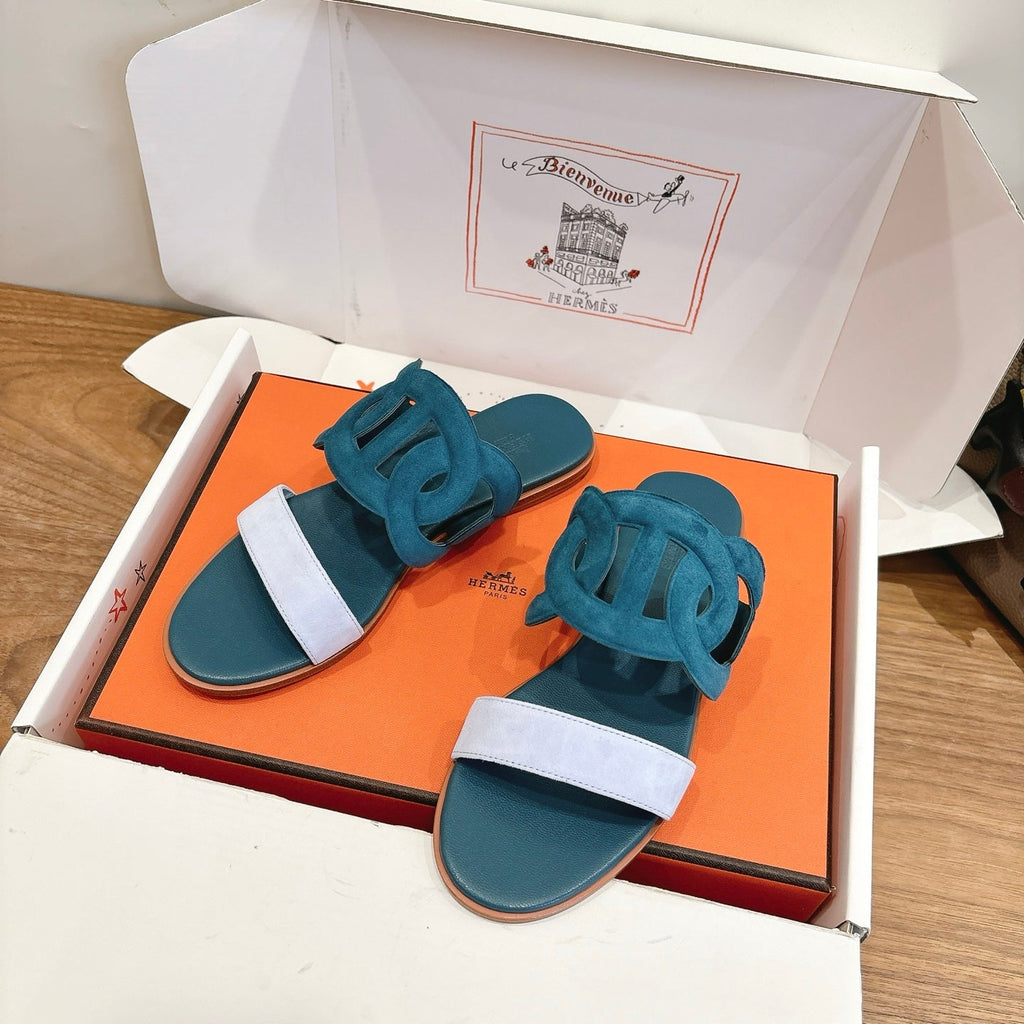 HM  Sandal Deep teal in Suede 743983