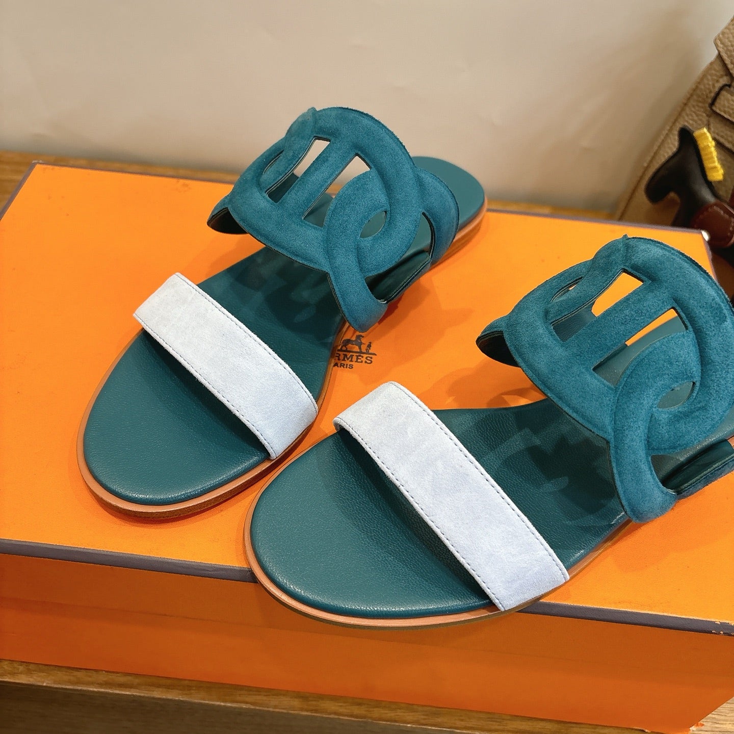 HM  Sandal Deep teal in Suede 743983