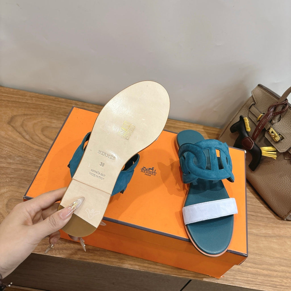 HM  Sandal Deep teal in Suede 743983