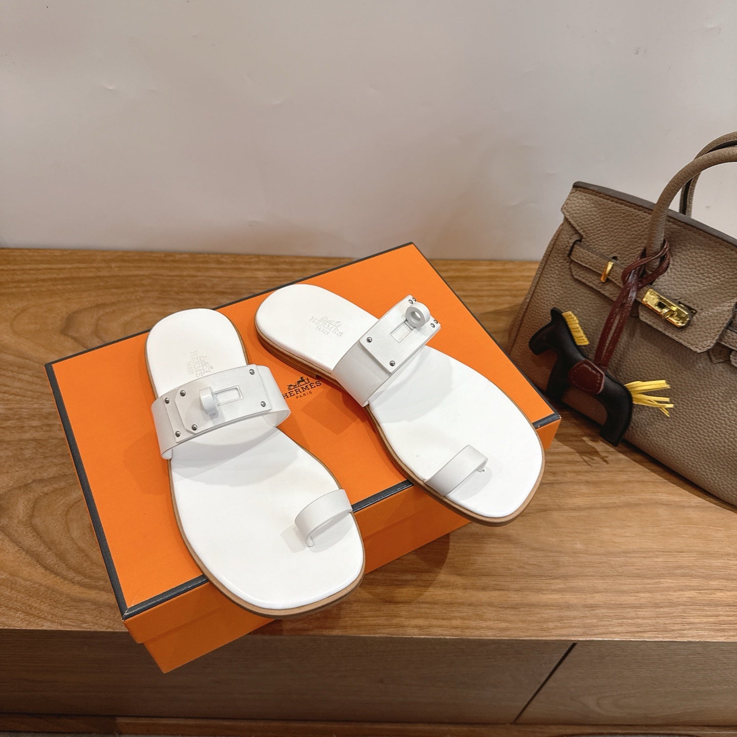 Hermes July Sandal White in Cowhide 744061
