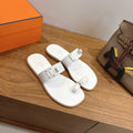 Hermes July Sandal White in Cowhide 744061