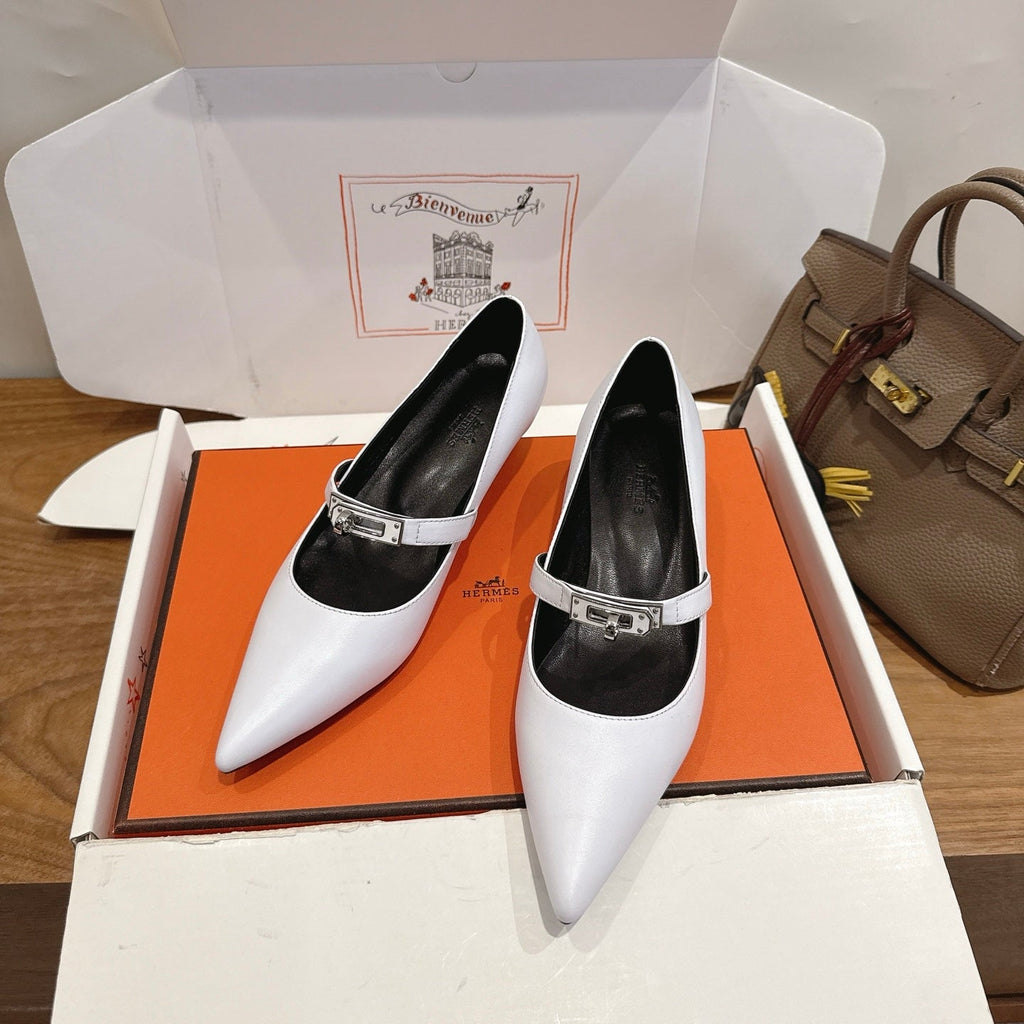 HM 26 Majeste 45 Pump White in Cowhide 744117