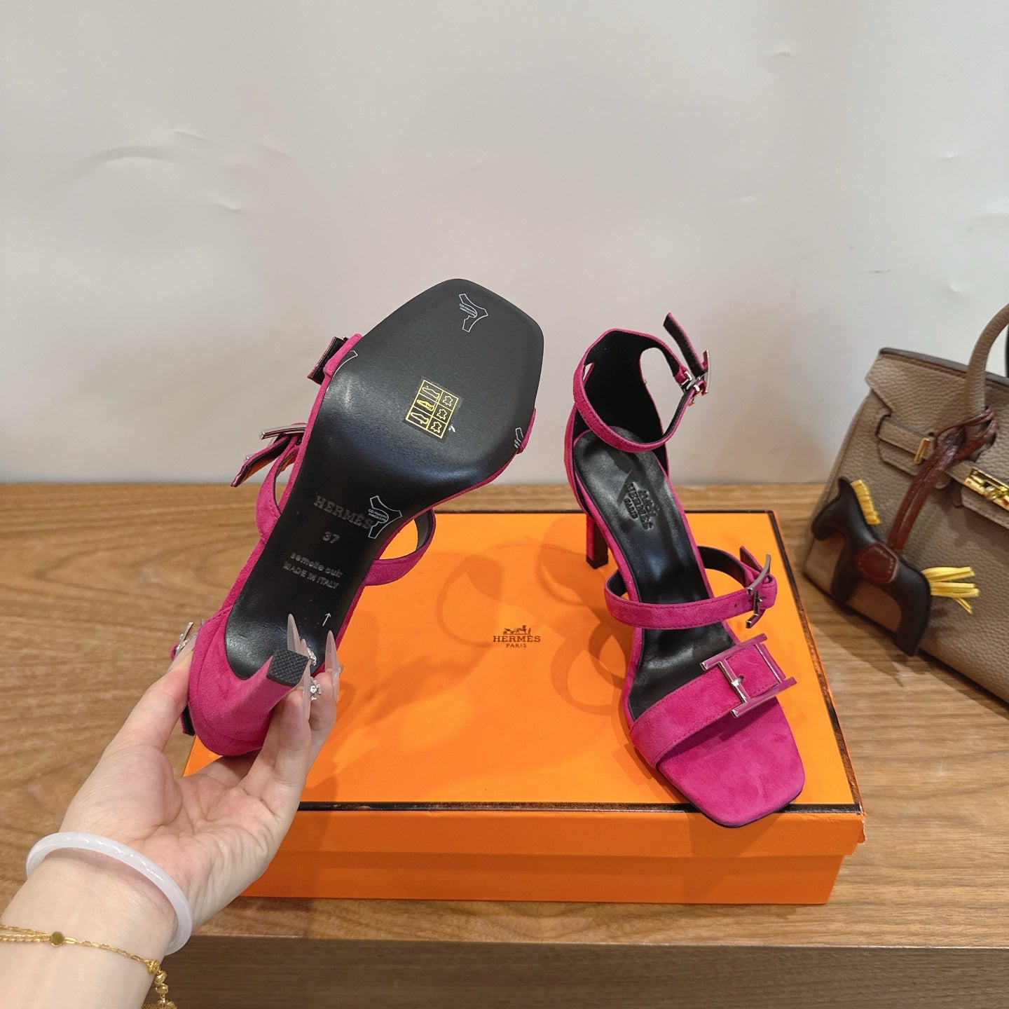 HM Liv Sandal 10.5 Pink in Deerskin 744076