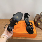 HM Liv Sandal 10.5 Black in Velvet 744077