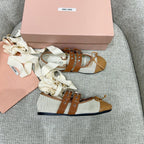 Miu 26 Ballet Flat Light Brown in Brushed Fabric 747431