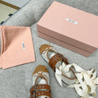Miu 26 Ballet Flat Light Brown in Brushed Fabric 747431