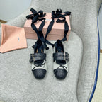 Miu 26 Ballet Flat Black in Brushed Fabric 747429