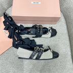 Miu 26 Ballet Flat Black in Brushed Fabric 747429