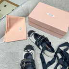 Miu 26 Ballet Flat Black in Brushed Fabric 747429