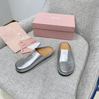 Miu 26 Mules Silver in Cowhide 747401