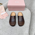 Miu 26 Mules Dark Brown in Cowhide 747402
