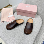 Miu 26 Mules Dark Brown in Cowhide 747402