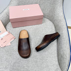 Miu 26 Mules Dark Brown in Cowhide 747402