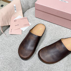Miu 26 Mules Dark Brown in Cowhide 747402