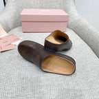 Miu 26 Mules Dark Brown in Cowhide 747402