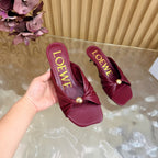 Loew Pebble Soft Sandal 55 Burgundy in Sheepskin 749420