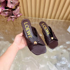 Loew Pebble Soft Sandal 55 Chocolate in Sheepskin 749417