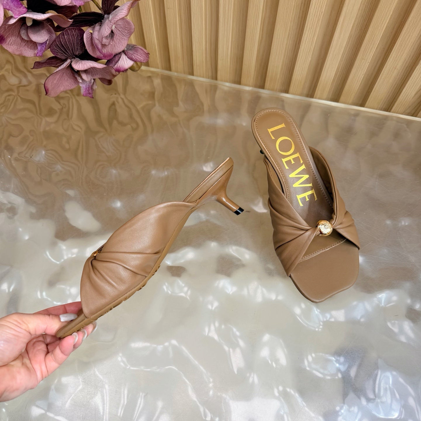 Loew Pebble Soft Sandal 55 Brown in Sheepskin 749416