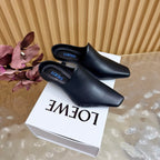 Loew Mule Slip-on Kitten Heel 45 Black in Sheepskin 749404
