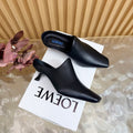 Loew Mule Slip-on Kitten Heel 45 Black in Sheepskin 749404
