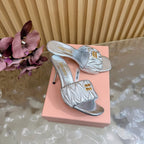 MM Pointed-Toe High Heels 85 Silver in Sheepskin 749057