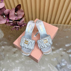 MM Pointed-Toe High Heels 85 Silver in Sheepskin 749057