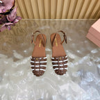 Miu Fisherman Sandal Brown White in Cowhide 749064