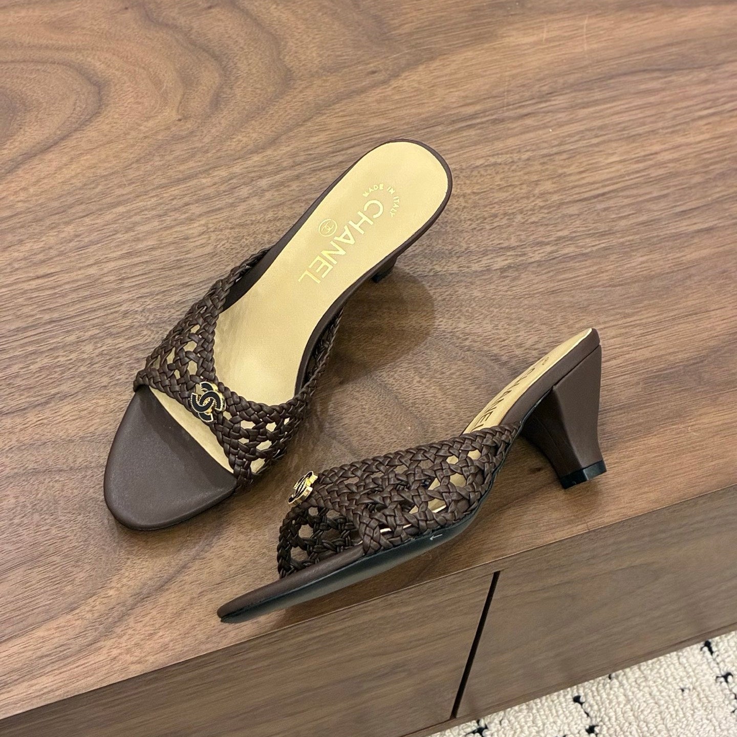 CC Sandal 60 Dark Brown in Woven 747972