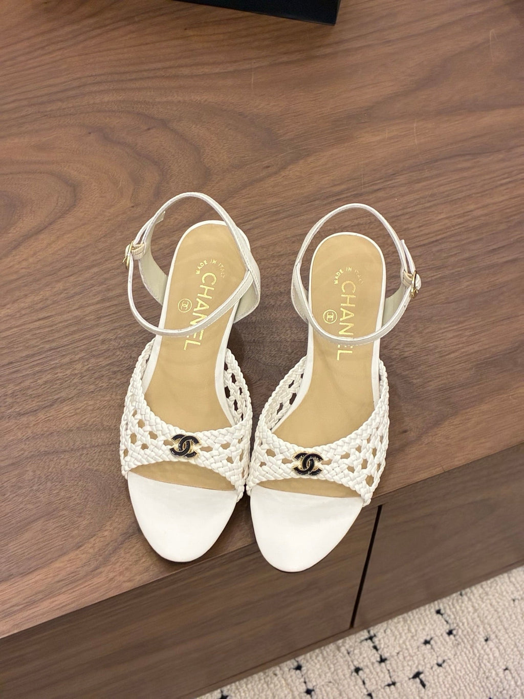 CC Ankle-strap Heeled 60 White in Woven 747970