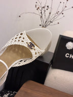 CC Ankle-strap Heeled 60 White in Woven 747970