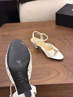 CC Ankle-strap Heeled 60 White in Woven 747970