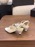 CC Ankle-strap Heeled 60 White in Woven 747970