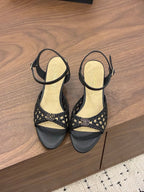 CC Ankle-strap Heeled 60 Black in Woven 747968