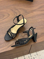 CC Ankle-strap Heeled 60 Black in Woven 747968