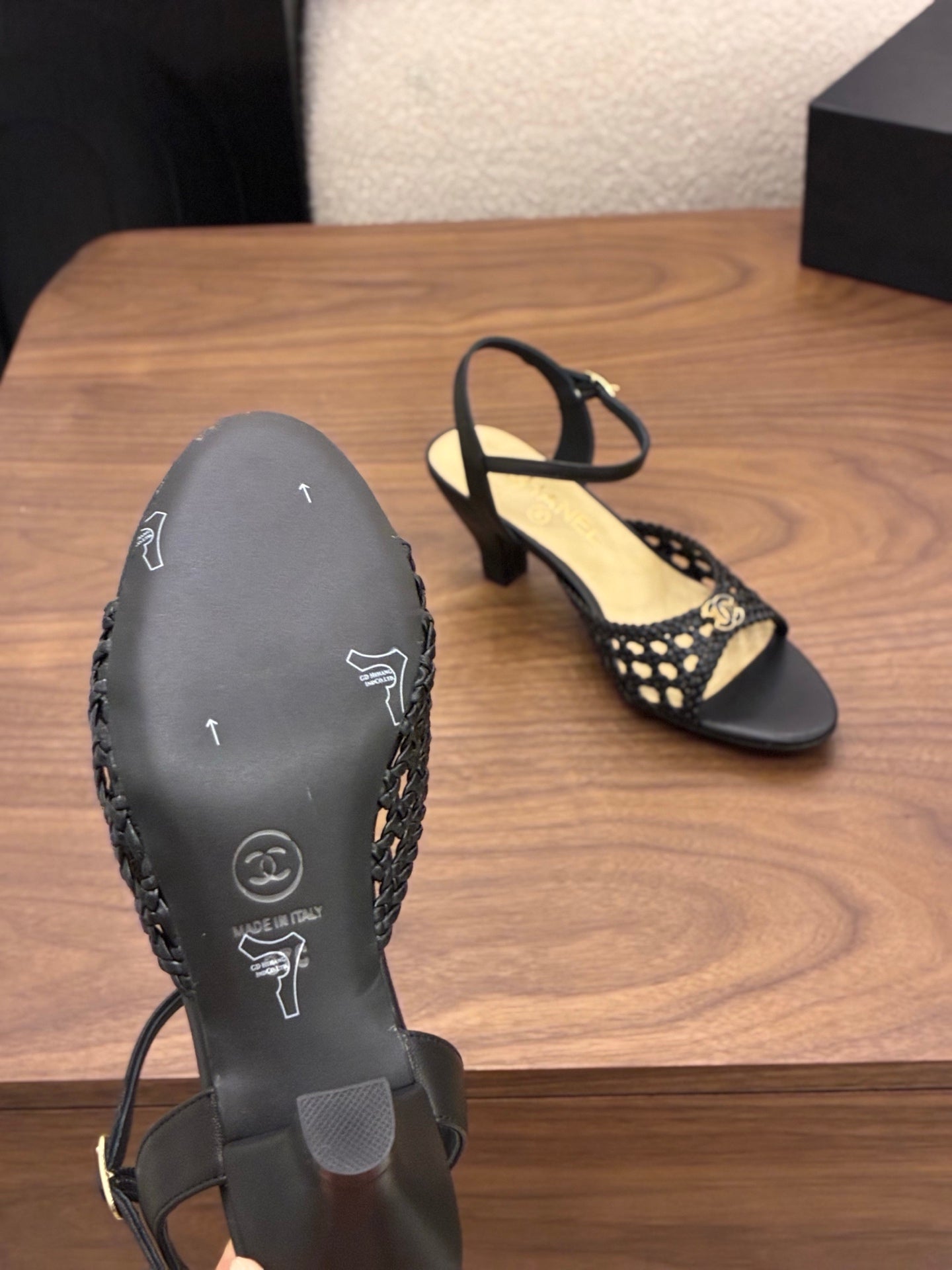 CC Ankle-strap Heeled 60 Black in Woven 747968