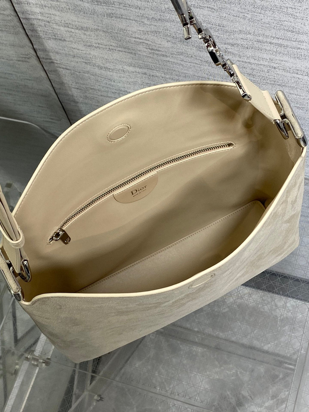 CD Diorly Bag 31.5cm Oatmeal in Nubuck Leather 286590