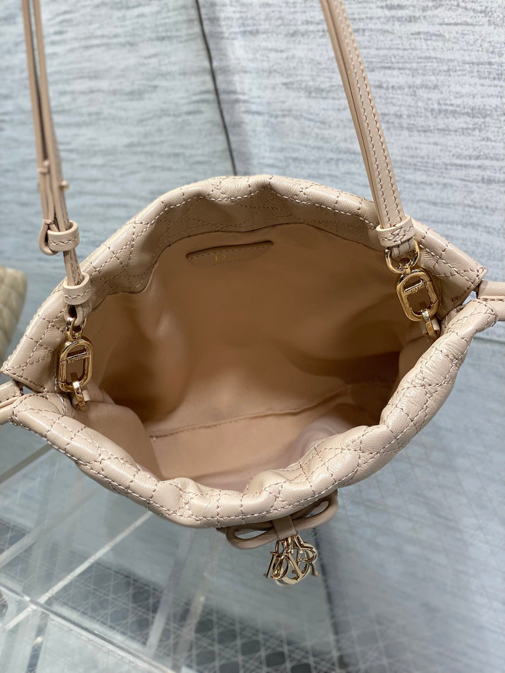 CD Dior Adiorable Bag 22cm Beige in Quilted Leather 286639