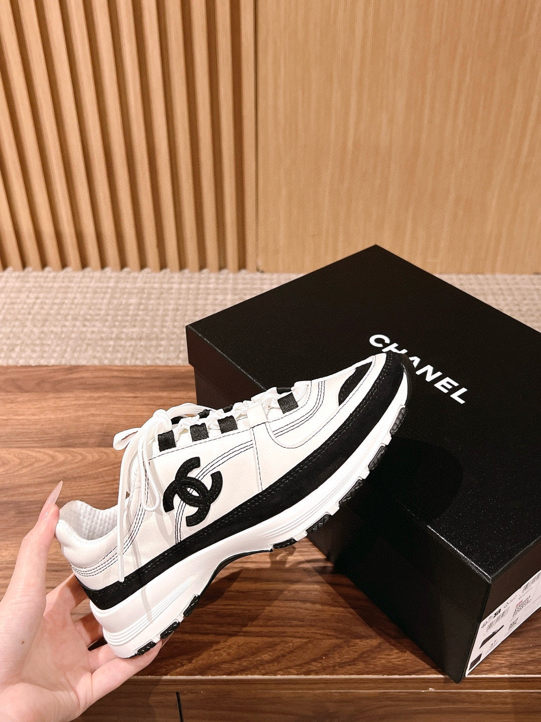 CC Sneaker Black White in Leather 753930
