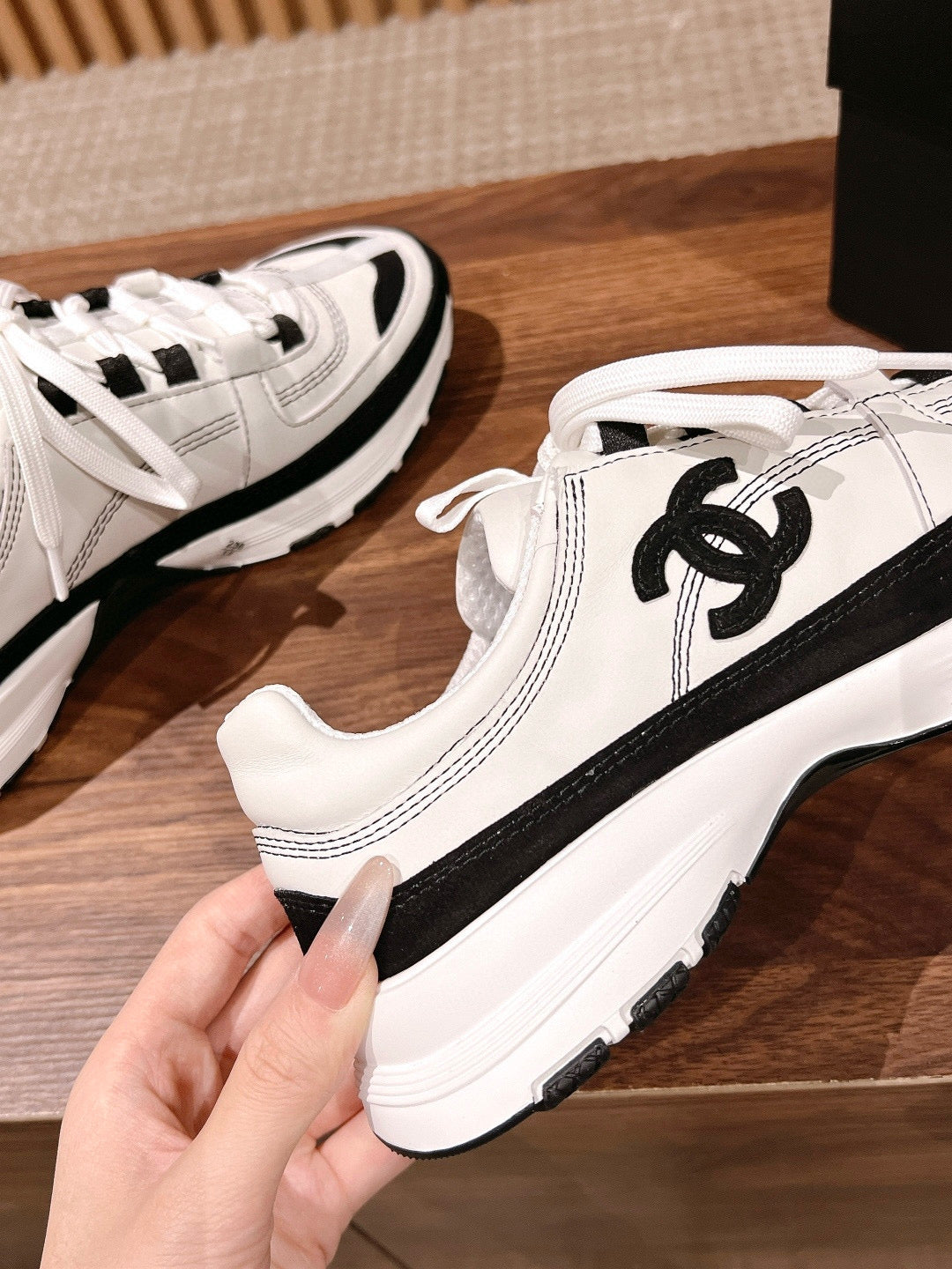 CC Sneaker Black White in Leather 753930
