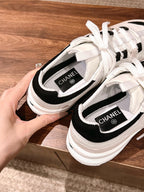 CC Sneaker Black Beige White in Leather 753929