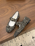 CC 26 Polka Dot Mary Janes Black White in Horsehair 756091