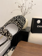 CC 26 Polka Dot Mary Janes Black White in Horsehair 756091