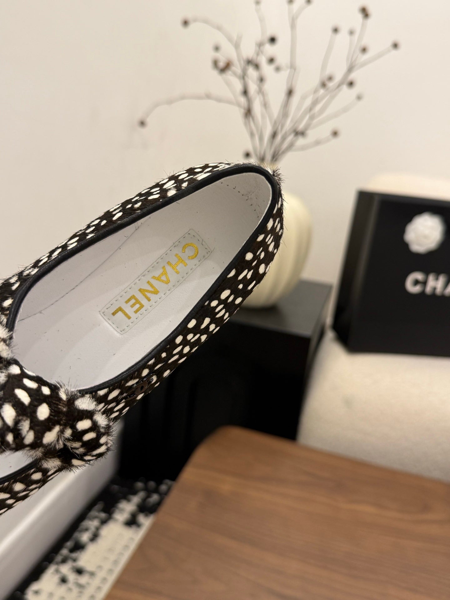 CC 26 Polka Dot Mary Janes Black White in Horsehair 756091