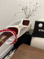 CC 26 Coco Beach Mules 80mm White in Mesh 757987