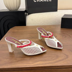 CC 26 Coco Beach Mules 80mm White in Mesh 757987