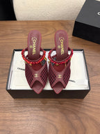 CC 26 Coco Beach Mules 80mm Burgundy in Mesh 757985