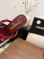 CC 26 Coco Beach Mules 80mm Burgundy in Mesh 757985