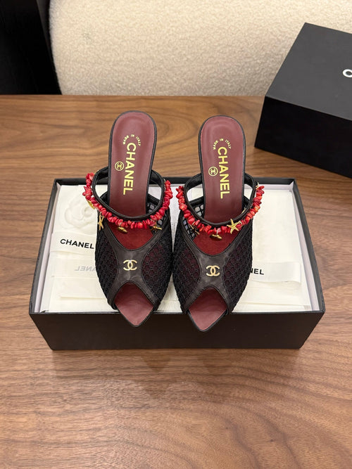 CC 26 Coco Beach Mules 80mm Black in Mesh 757984